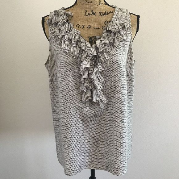 J. Crew Tops - J.Crew Womens Silk Ruffle Blouse Size 12 Sleeveless Tank Hidden Button Placket